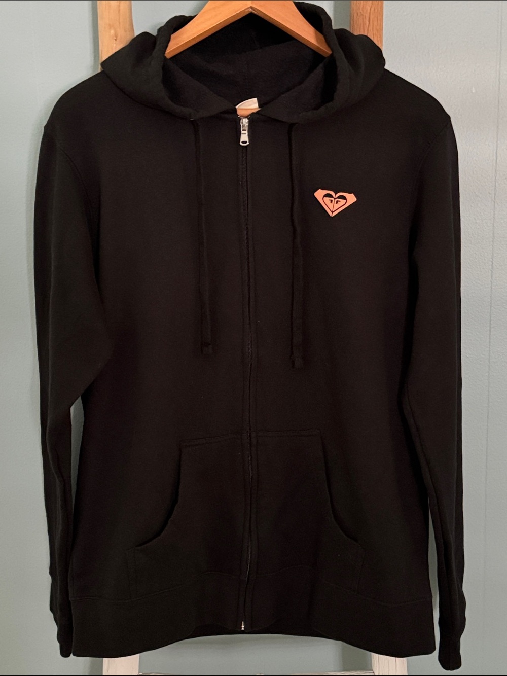 ROXY Black Hawaiian Islands Full-Zipper Sweatshirt Hoodie ~ XL
